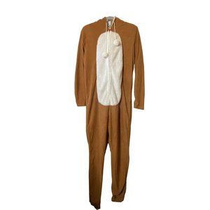 Unisex Merry Christmas by Poof Reindeer one piece zip up pajamas Sz S‎